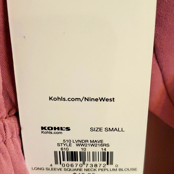 Women's Nine West Squareneck Peplum Blouse Size Small - Picture 6 of 7